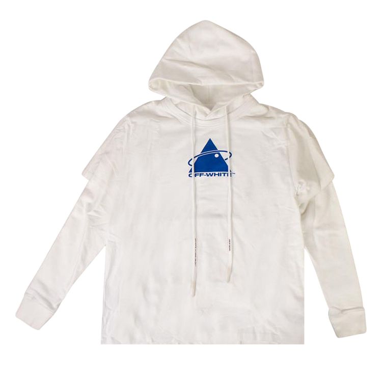 Off White Triangle Double Sleeve Hooded Sweatshirt White