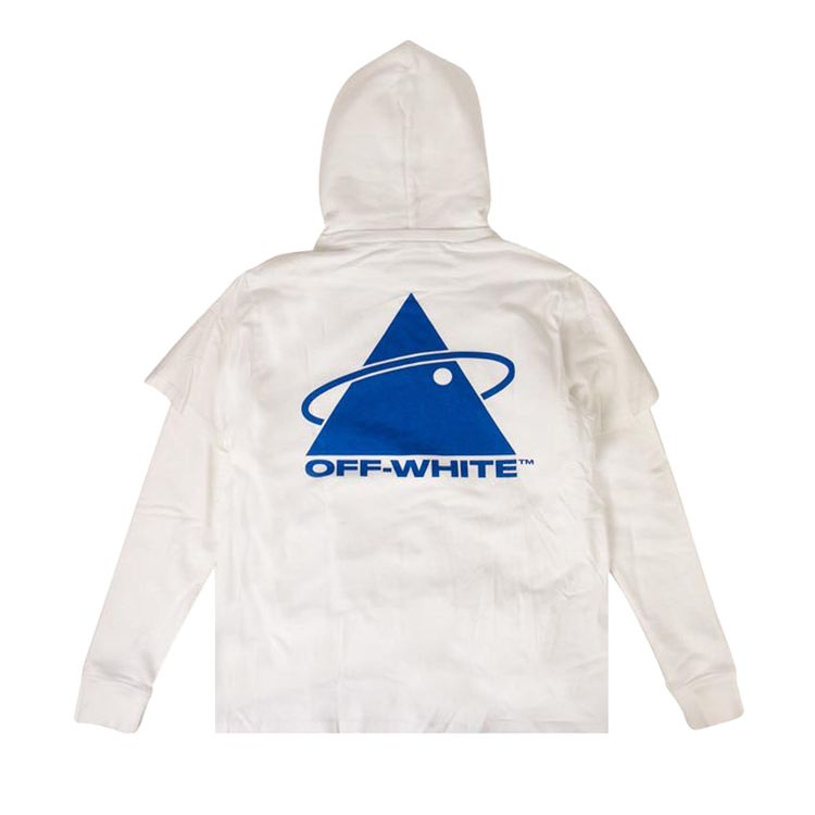 Off White Triangle Double Sleeve Hooded Sweatshirt White