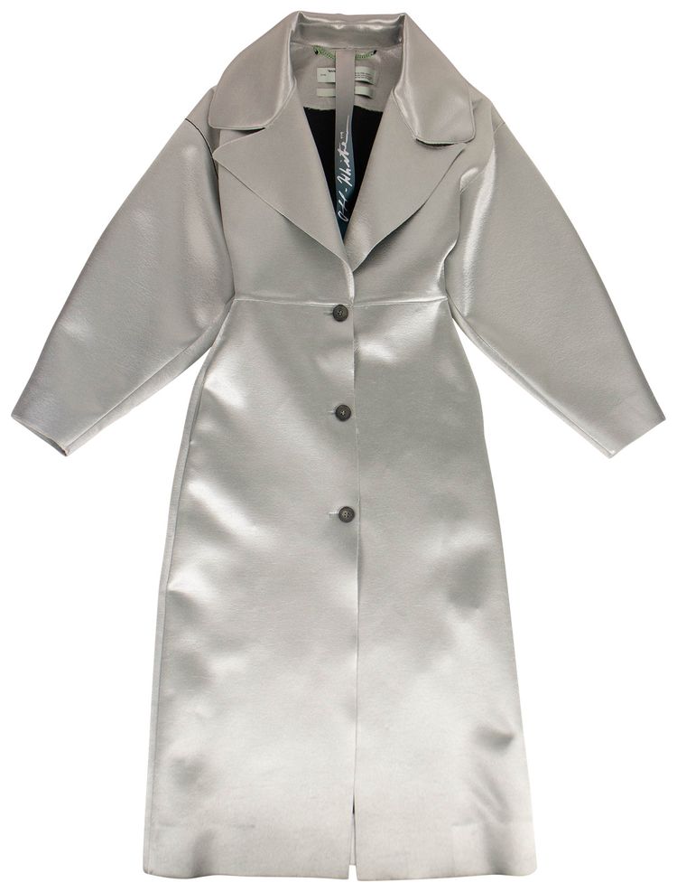 Off White Duchesse Over Trench Coat Silver
