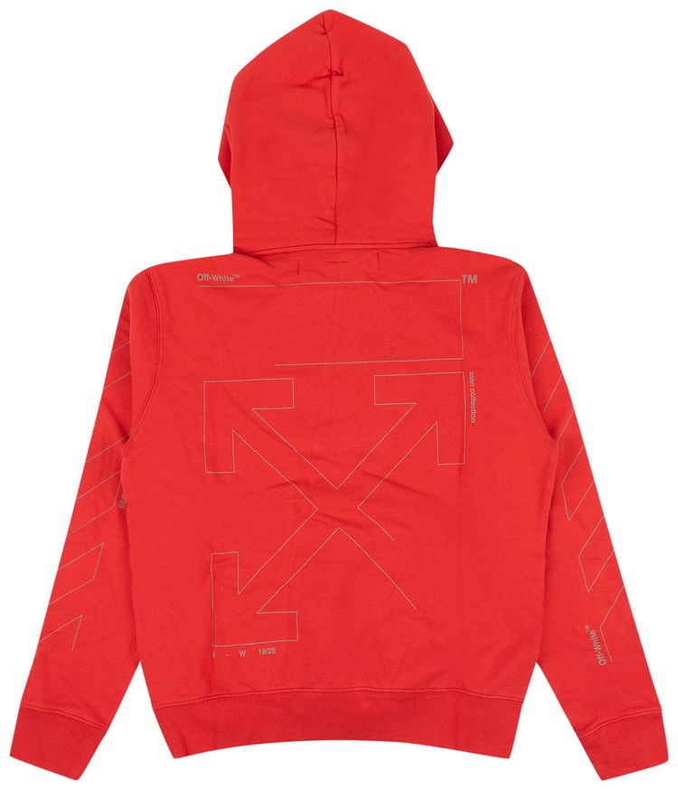 Off White Diag Unfinished Hoodie Red