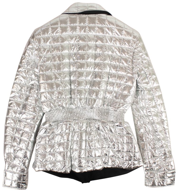 Off White Gathered Waist Jacket Silver