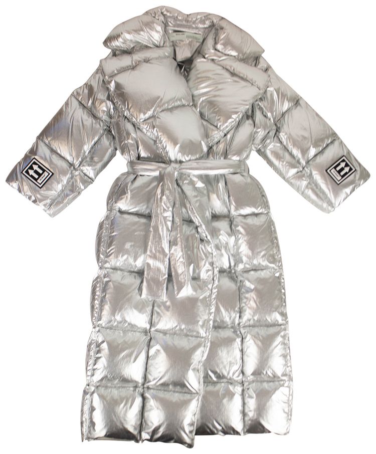 Off White Over Puffer Coat Silver