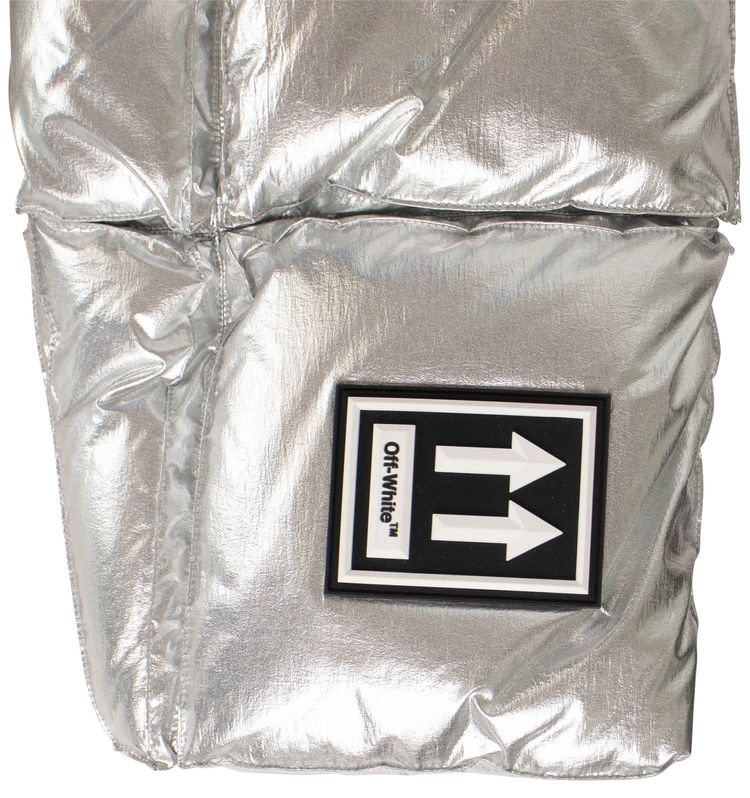 Off White Over Puffer Coat Silver