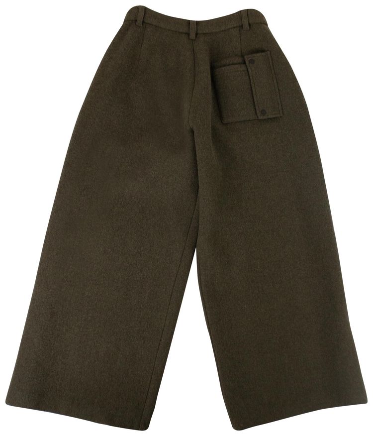 Off White Wool Volume Pants Green
