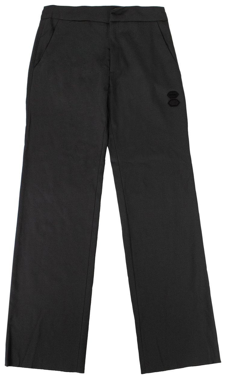 Off White Wool Wide Leg Tailored Pants Grey