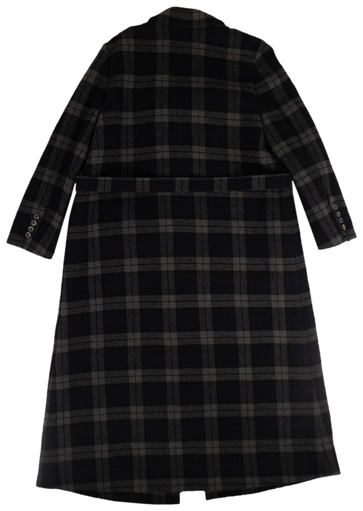 Off White Plaid Trench Coat NavyGrey