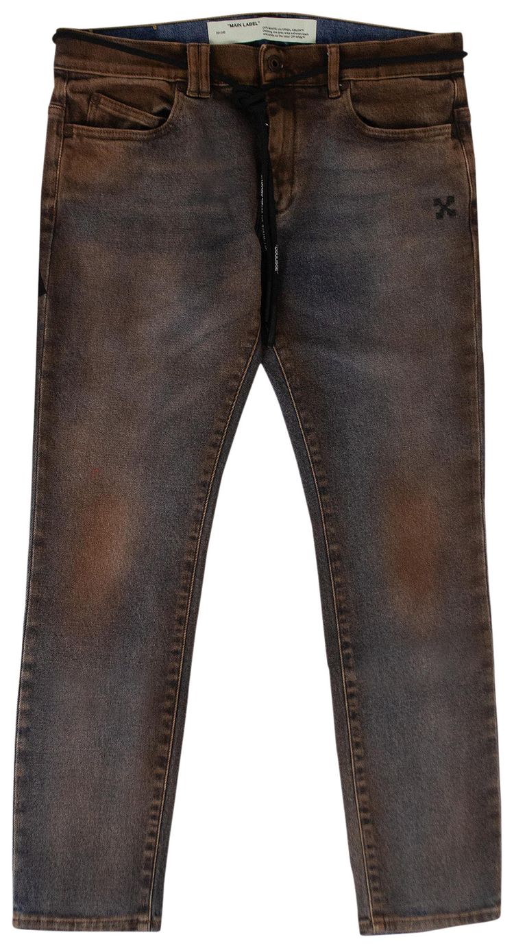 Off White Stain Belt Jeans Blue