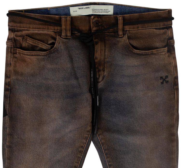 Off White Stain Belt Jeans Blue