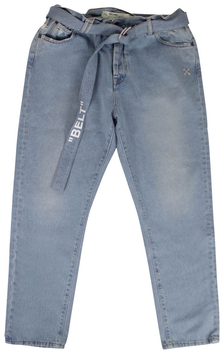 Off White Belted Skinny Jeans Blue