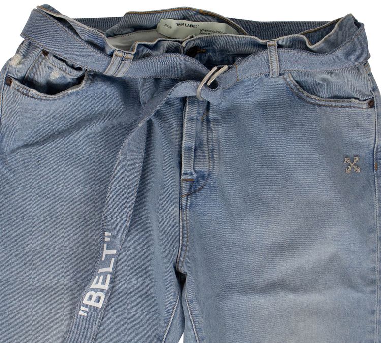 Off White Belted Skinny Jeans Blue