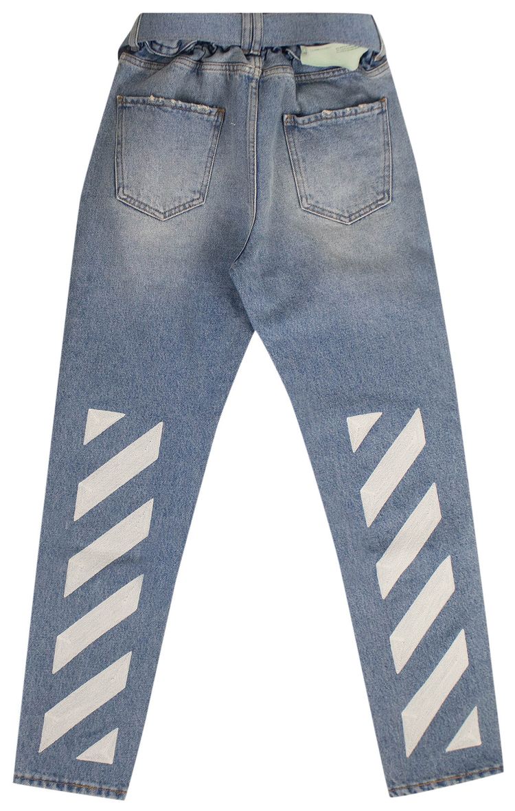 Off White Belted Bleach Jeans Blue
