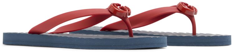 Gucci Thong Sandal Blue Chevron Red Resin