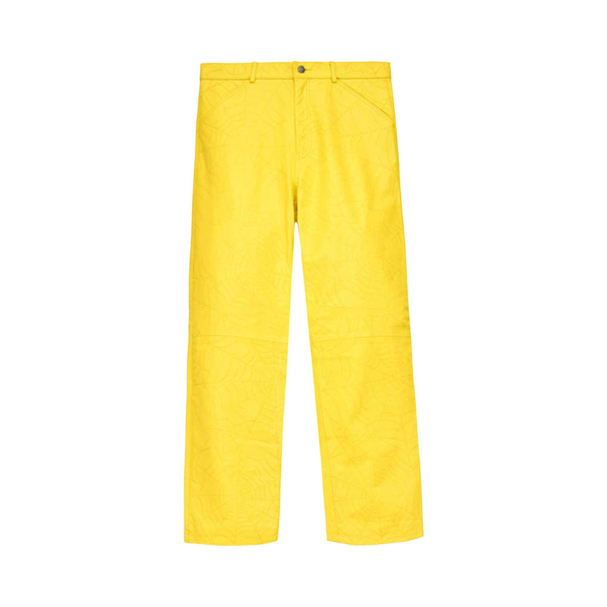 Buy Sp5der Debossed Web Leather Pant 'Yellow' - M11PA006W2YL | GOAT