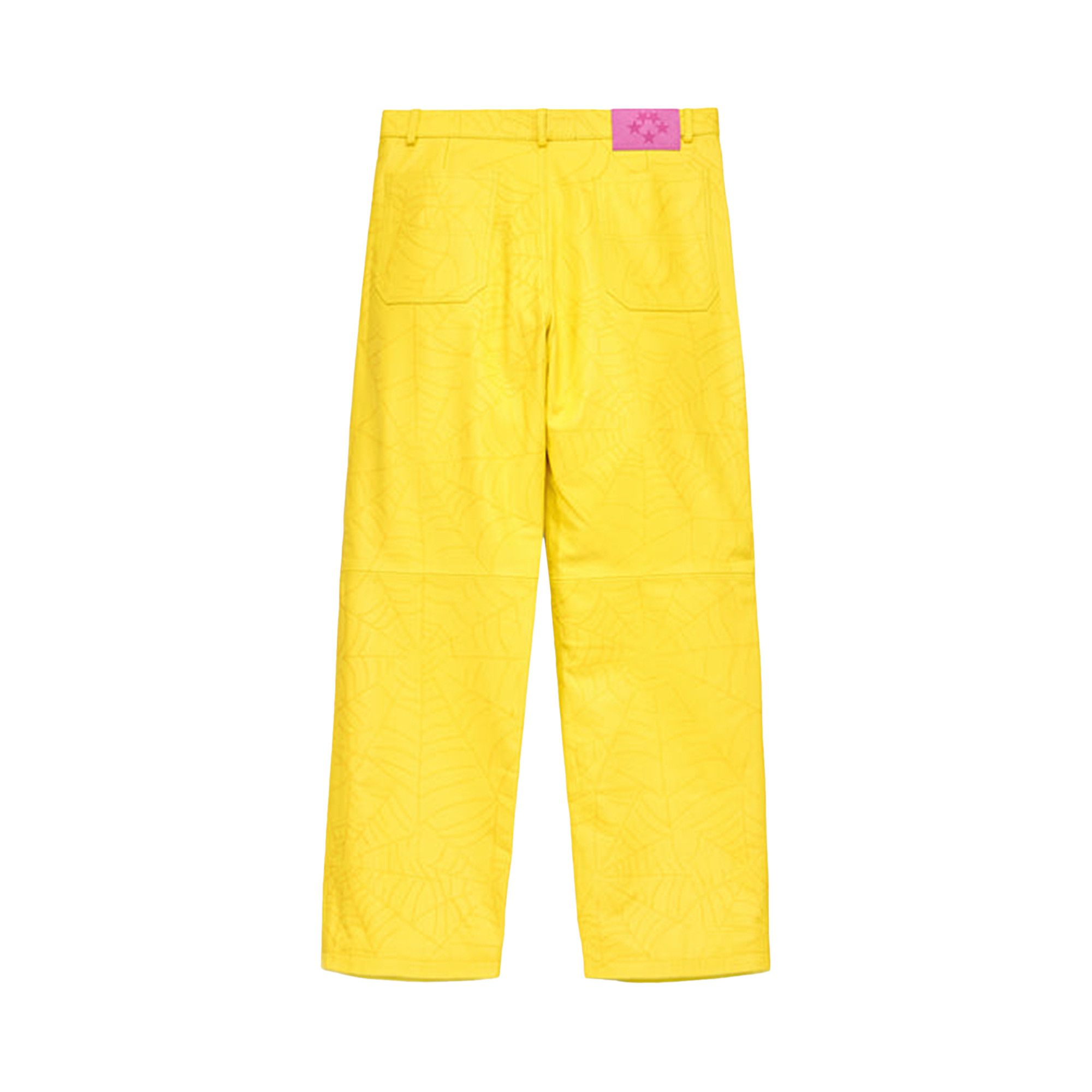 Buy Sp5der Debossed Web Leather Pant 'Yellow' - M11PA006W2YL | GOAT