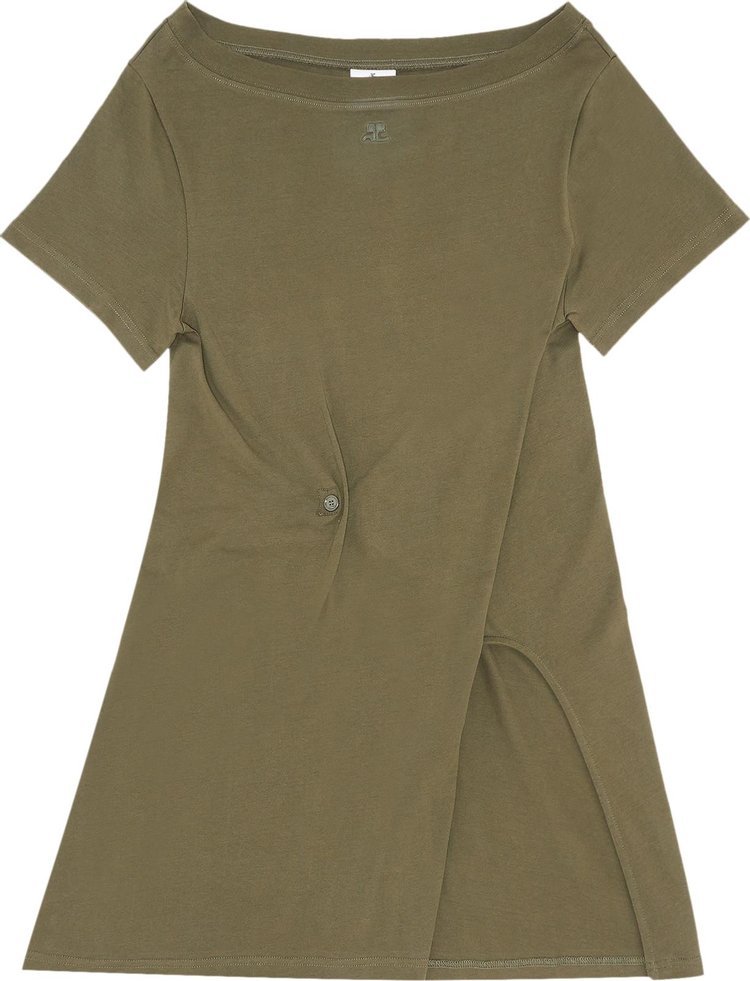 Courreges Boat Neck Body Mini Dress Camouflage