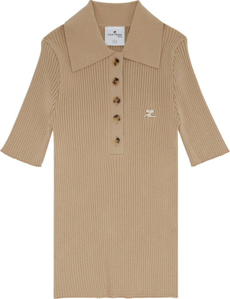 Courreges Rib Knit Polo Sand