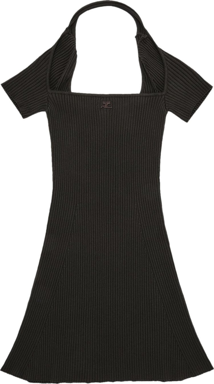 Courreges Hyperbole Rib Knit Mini Dress Mud Brown