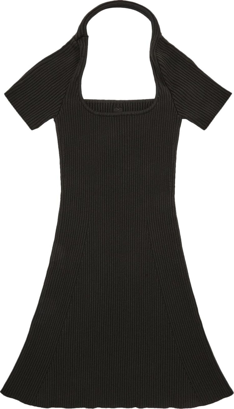 Courreges Hyperbole Rib Knit Mini Dress Mud Brown