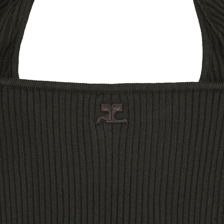 Courreges Hyperbole Rib Knit Mini Dress Mud Brown