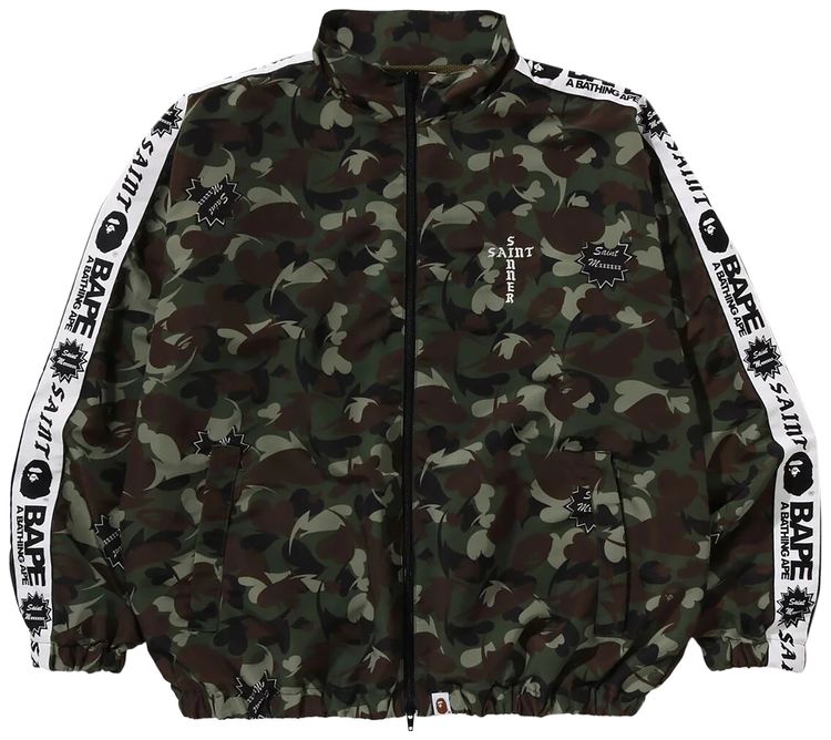 BAPE x Saint Mxxxxxx Heart Camo Track Jacket Olive Drab