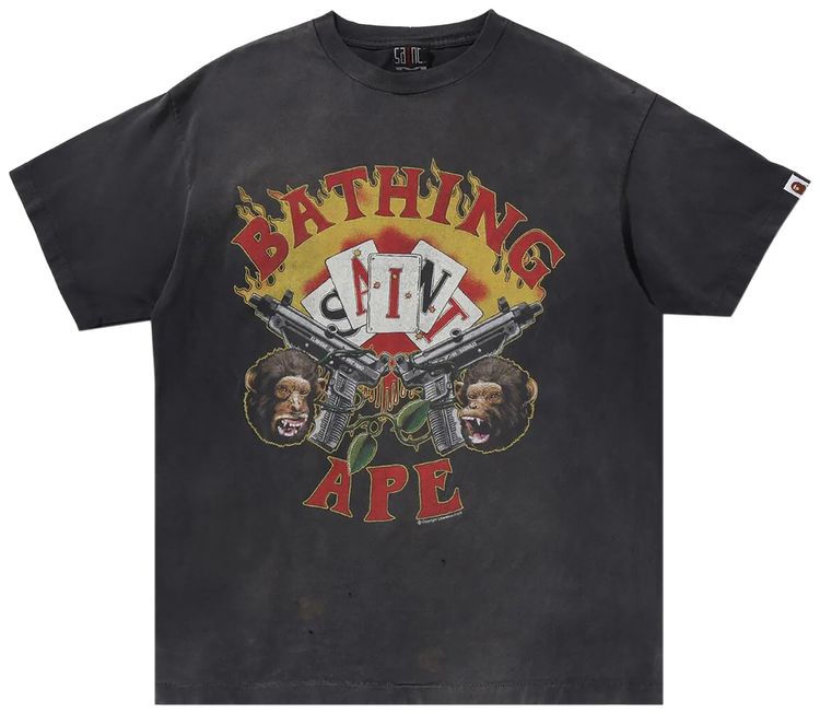 BAPE x Saint Mxxxxxx Guns Tee Charcoal
