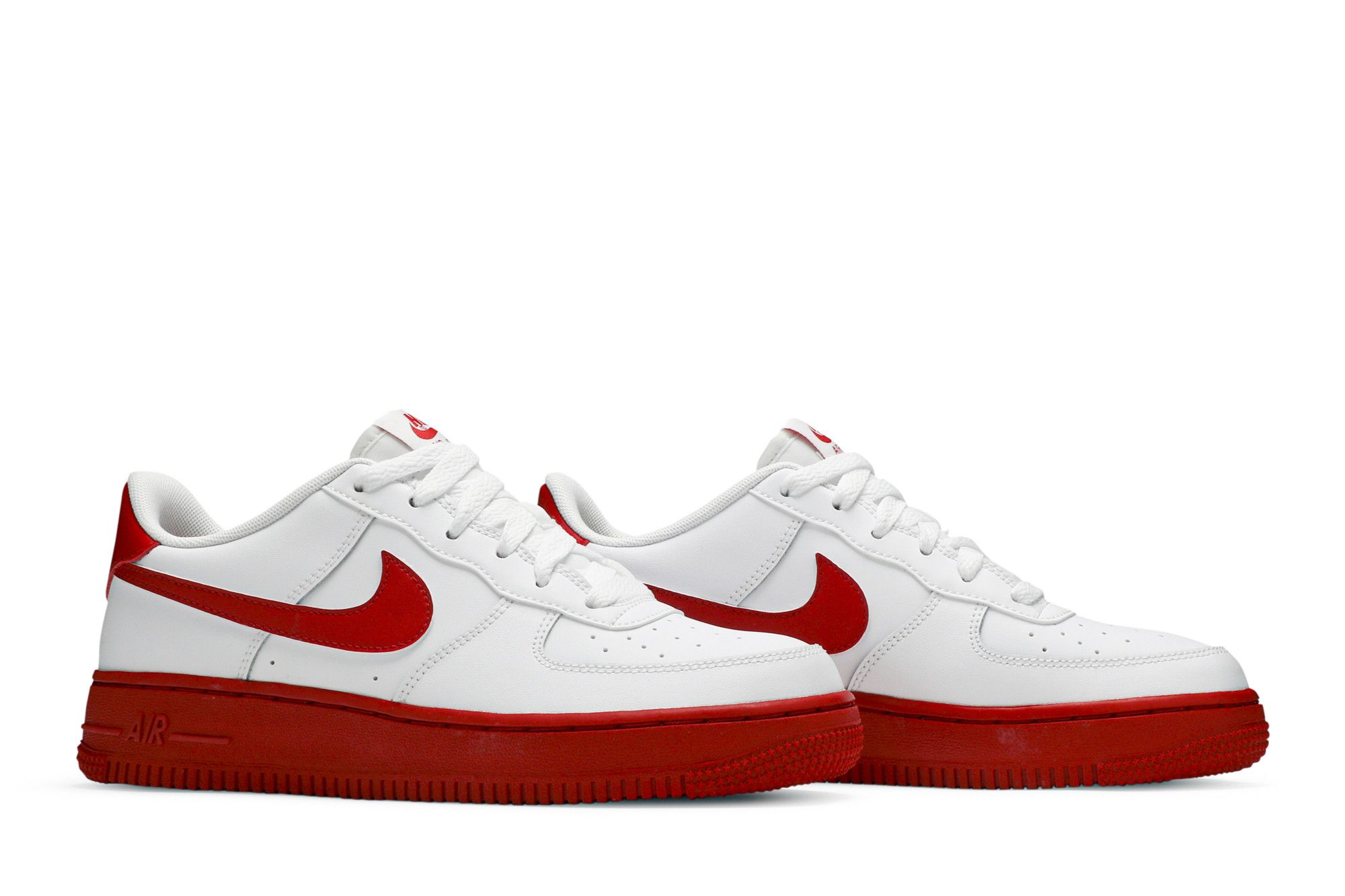 White air force ones with red bottoms online