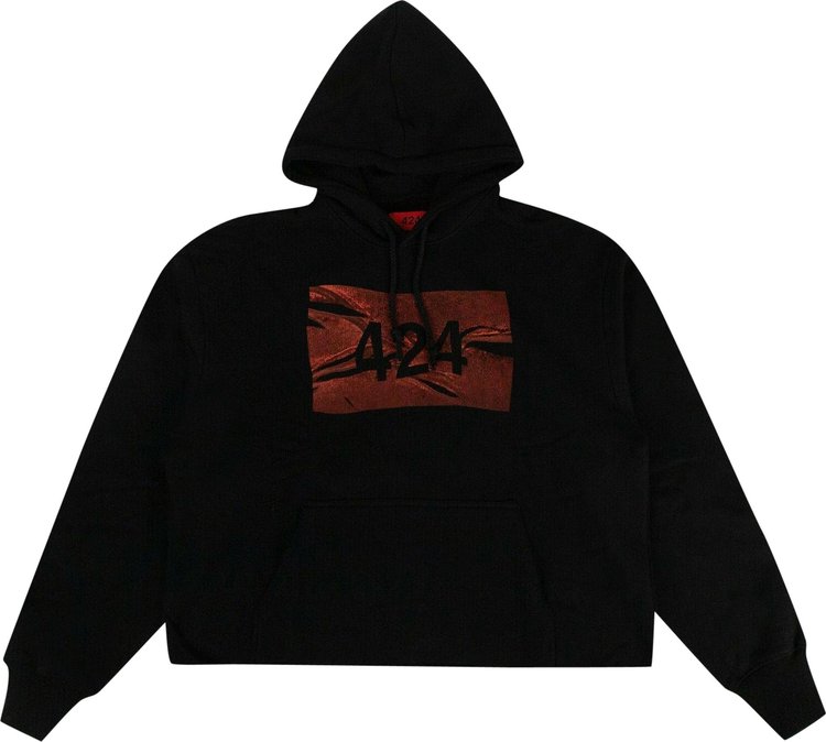 424 Cropped Logo Hooded Sweatshirt 'Black'