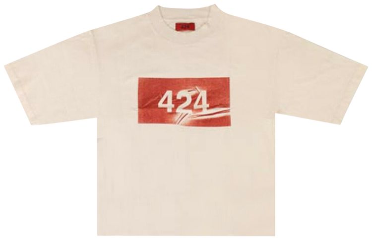 424 Label Short Sleeve T Shirt Cream
