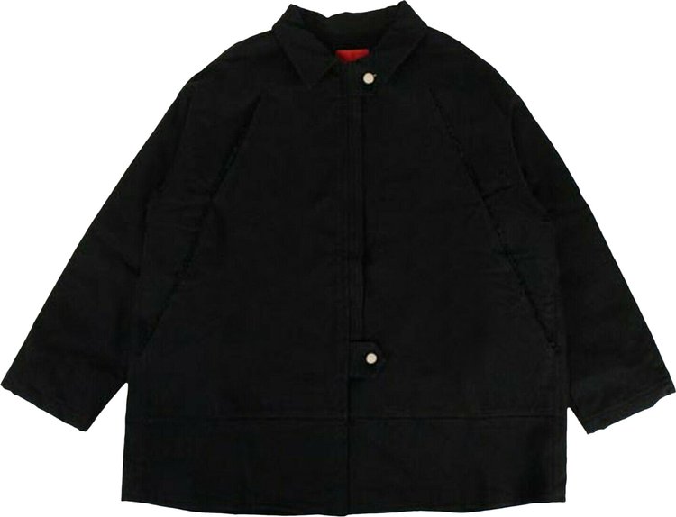 424 Collared Oversized Teared Canvas Jacket 'Black'