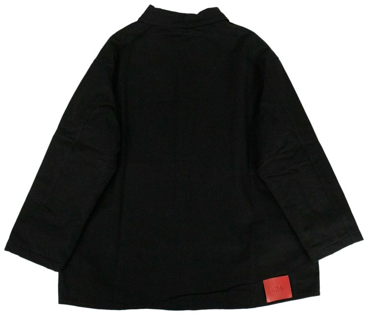 424 Collared Oversized Teared Canvas Jacket Black