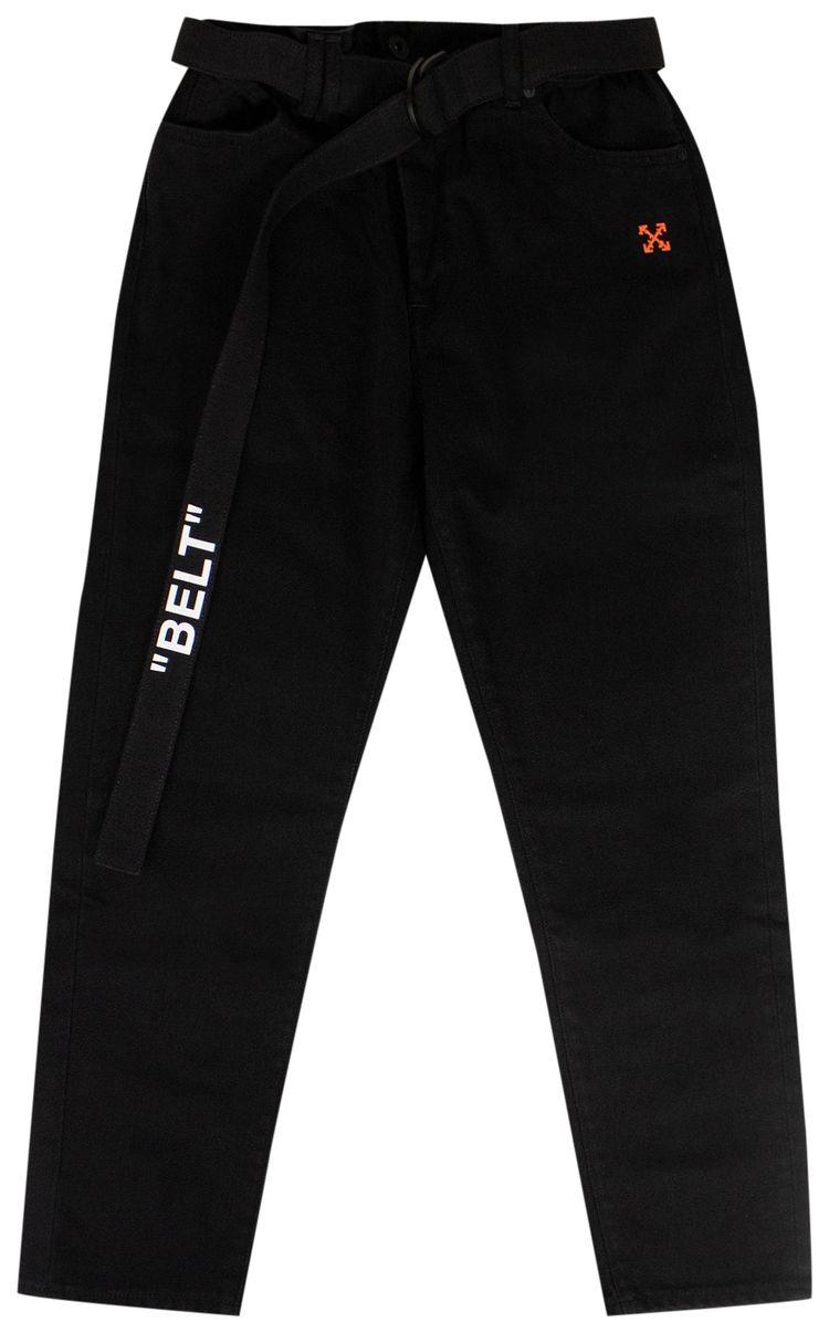 Off White Belted Diag Jeans Black