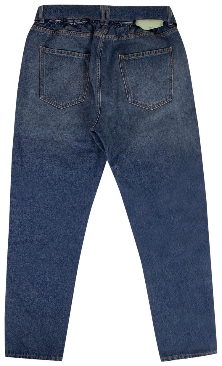 Off White Belted Slim Fit Jeans Blue
