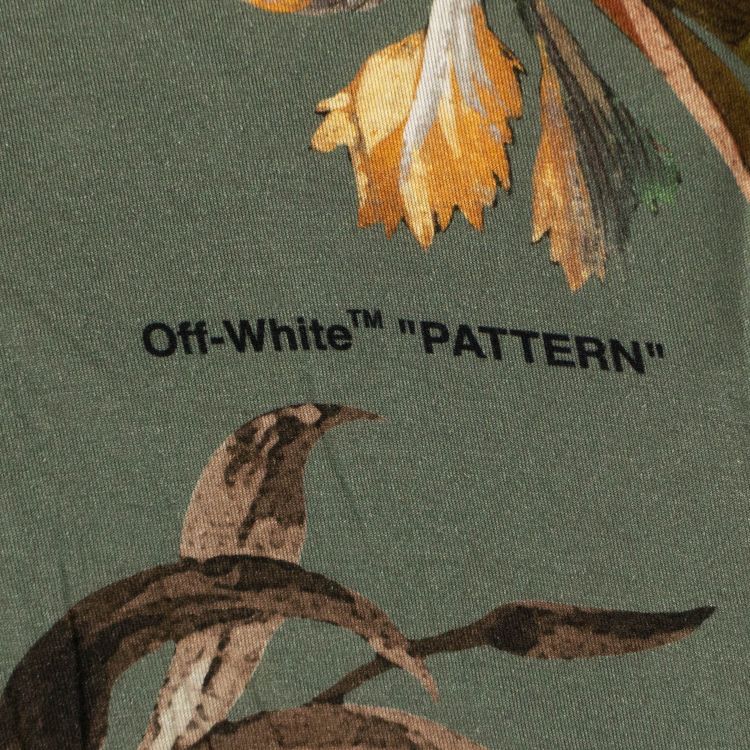 Off White Floral Turtleneck Shirt Green