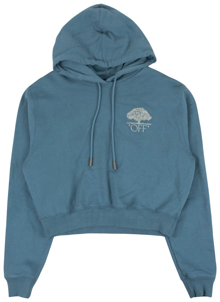 Off White Tree Hooded Sweatshirt Blue