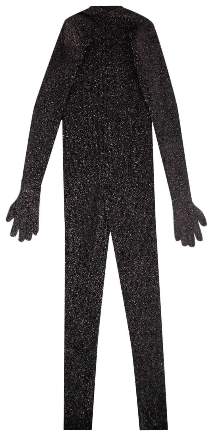 Off White Metallic Sweater Jumpsuit Grey