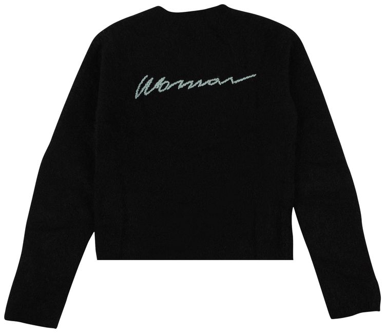 Off White Contrast Stitched Sweater Black