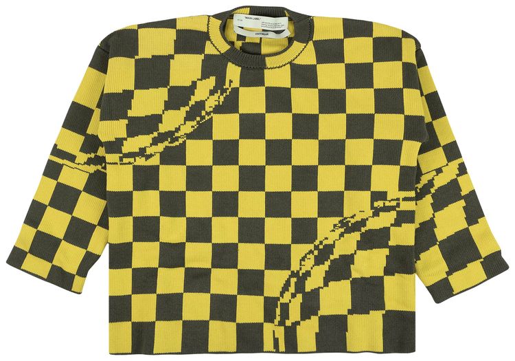 Off White Knit Check Sweatshirt Yellow