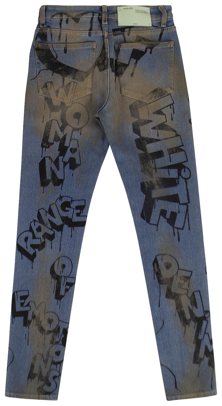 Off White Graffiti Skinny Jeans Blue