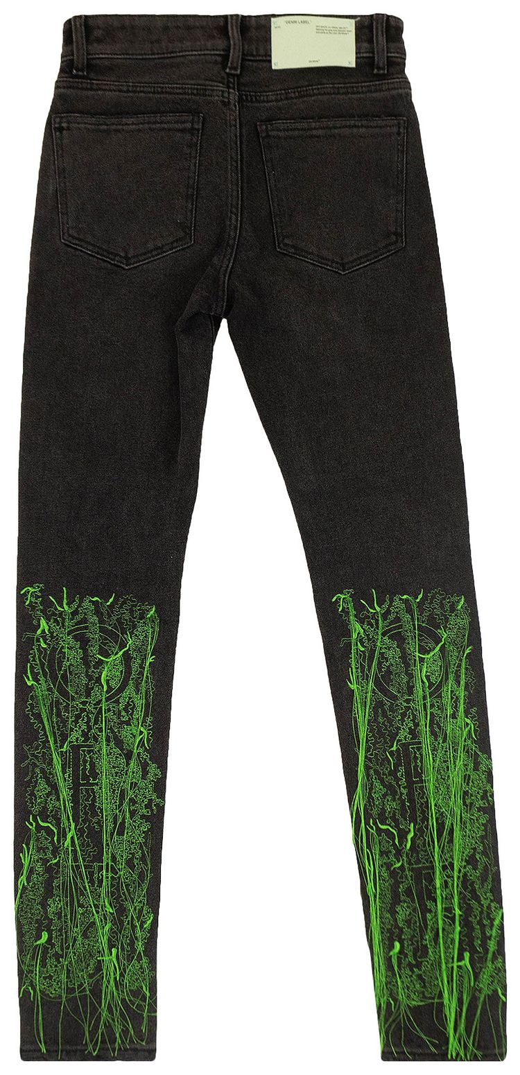 Off White Embroidered Pants Black