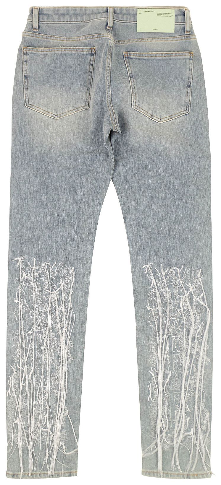 Off White Embroidered Skinny Jeans Blue