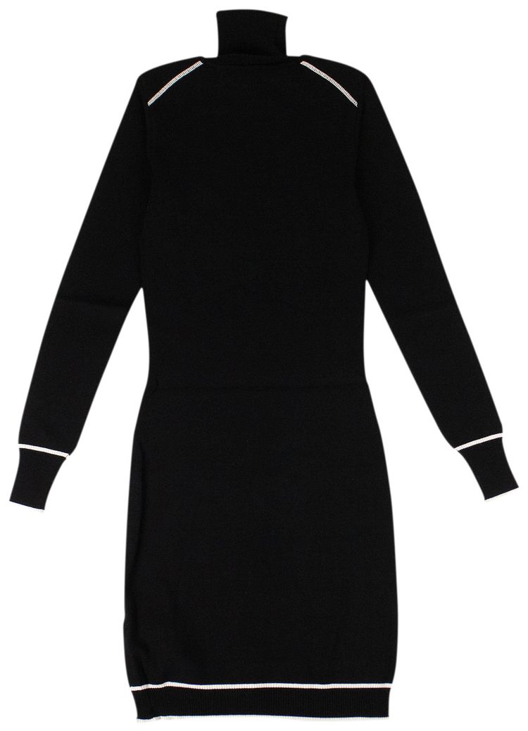 Off White Knit Logo Turtleneck Dress Black