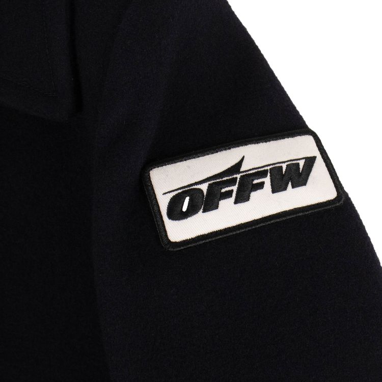 Off White Double Breasted Coat Navy