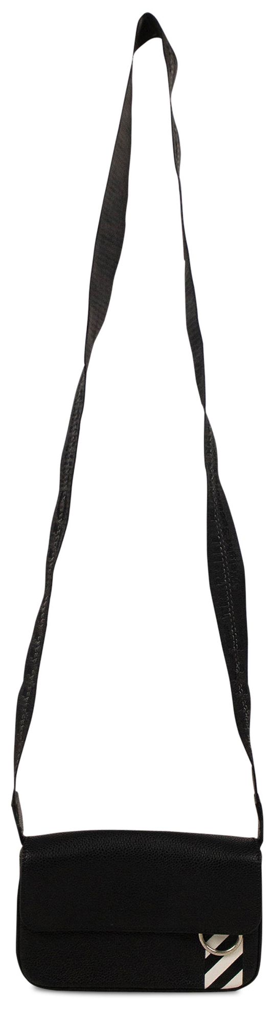 Off White Leather Mini Crossbody Bag Black