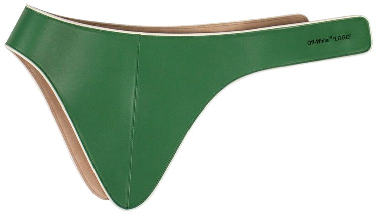 Off White Leather Logo Racing Belt Green