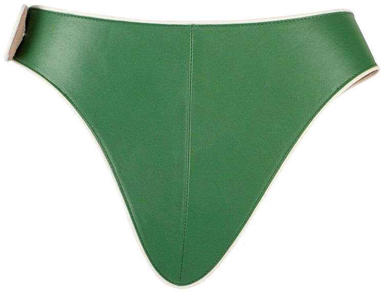 Off White Leather Logo Racing Belt Green
