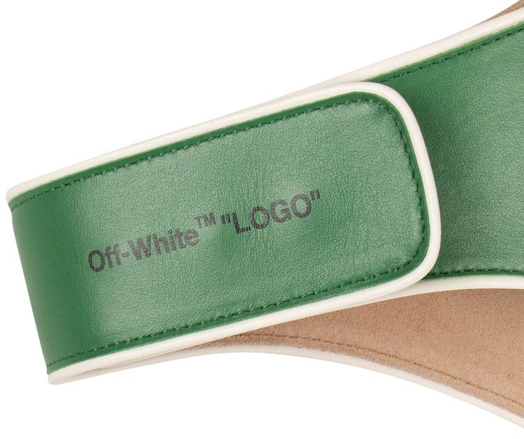 Off White Leather Logo Racing Belt Green