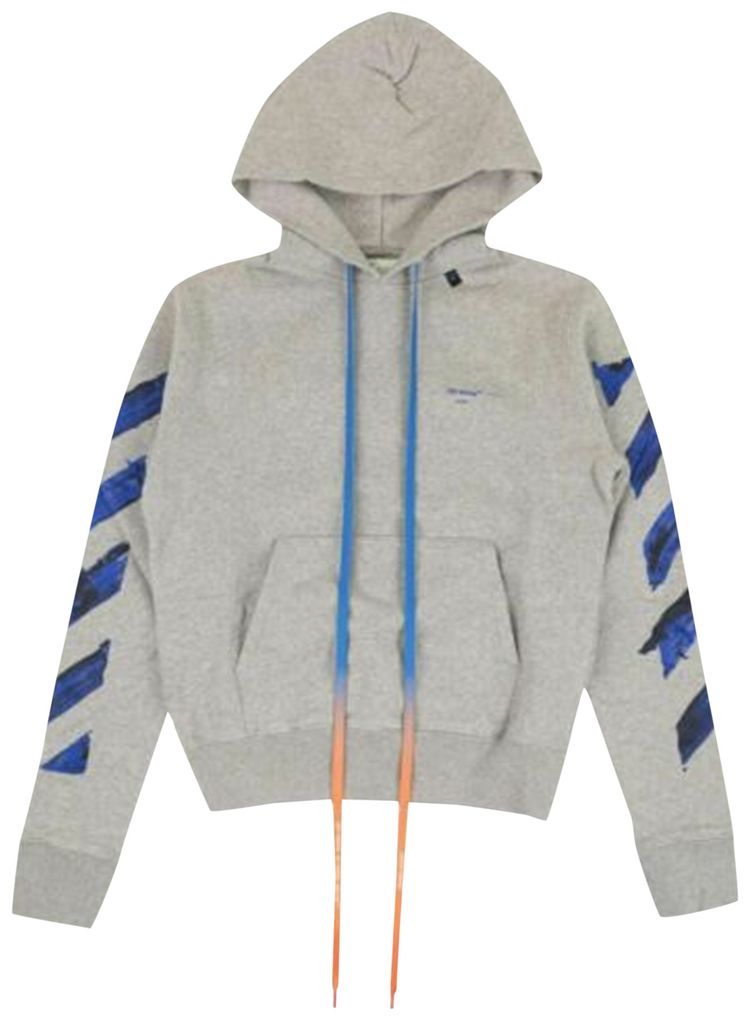 Off White Acrylic Hooded Sweatshirt Grey