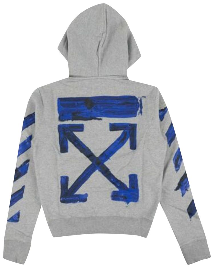 Off White Acrylic Hooded Sweatshirt Grey