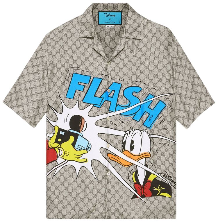 Gucci x Disney Donald Duck Bowling Shirt Vintage CamelBlue