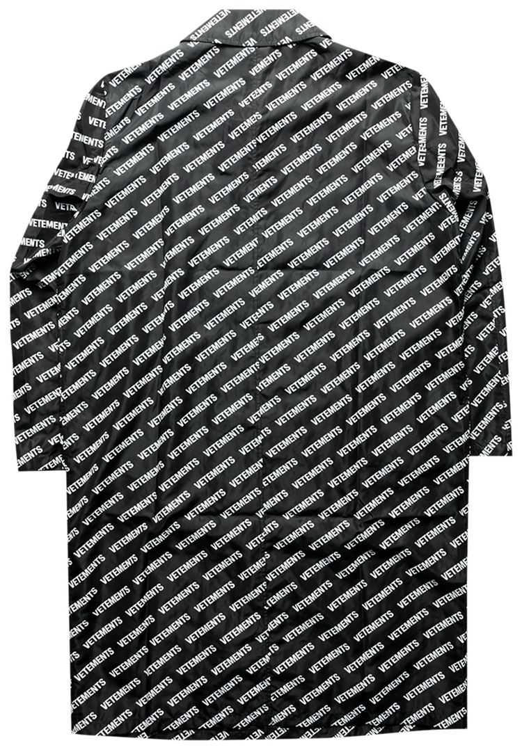 Vetements All Over Logo Raincoat Black